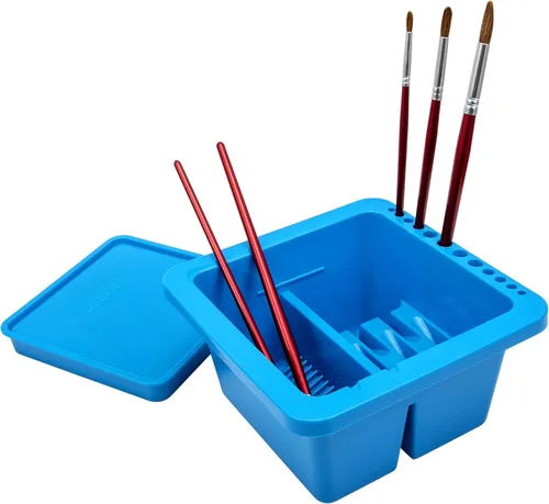 MyLifeUNIT Limpiador de pinceles, soporte y organizadores para pinceles de pintura acrílica, acuarela y pinturas a base de agua (azul)