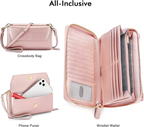 Miniatura 3 de nuoku Carteras para mujeres con ranuras para tarjetas de crédito con bloqueo RFID de gran capacidad