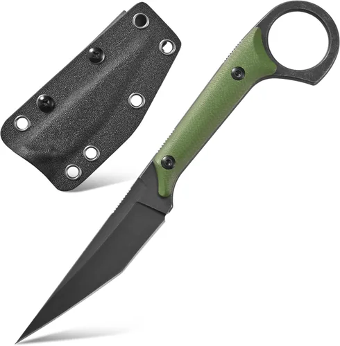 Gtkii GTK140 Cuchillo de hoja fija, hoja de acero D2 G10 Mango EDC Herramienta Cuchillo para acampar al aire libre Senderismo Caza (verde militar)