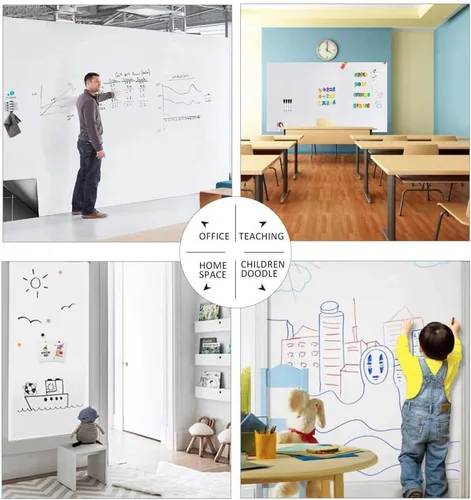 Miniatura 3 de ZHIDIAN Papel de contacto magnético para pizarra blanca para pared, 94 x 48 pulgadas, adhesivo magnético de borrado en seco con respaldo no adhesivo