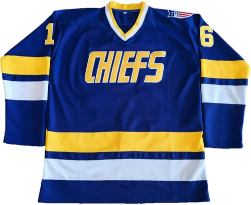 Miniatura 2 de Phoneutrix Hanson Brothers Charlestown Chiefs 16 Jack 17 Steve 18 Jeff Slap Shot Movie Hockey Jersey Azul