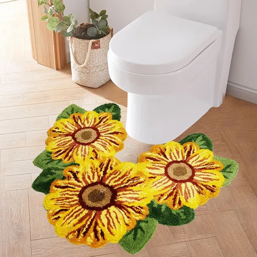 Miniatura 44 de USTIDE Alfombra de girasol esponjosa, alfombra suave y lanuda de flores, hecha a mano, alfombras modernas, lavables, para sala de estar, lavandería