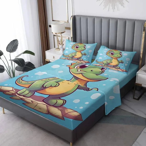 Miniatura 10 de Sábanas de gato tamaño individual, sábanas de astronauta, sábanas y fundas de almohada estampadas de 3 piezas, sábana bajera ajustable de microfibra