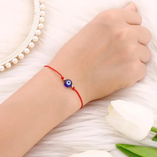 Miniatura 3 de SUMMER LOVE Juego de 4 pulseras contra el mal de ojo, color negro y rojo, protección de la suerte, pulseras ajustables hechas a mano para mujeres