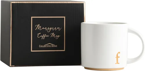 Miniatura 33 de COLLECTIVE HOME - Tazas de cerámica con monograma, tazas de café con inicial dorada de 15 onzas, elegantes tazas de té del alfabeto, elegante taza