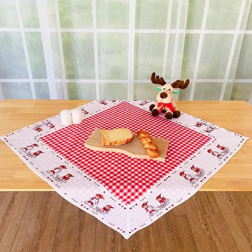 Miniatura 26 de Camino de mesa de Navidad 100% poliéster, bordado de encaje de Navidad, decoraciones de mesa de Navidad de 16 x 52 pulgadas, velas de pascua