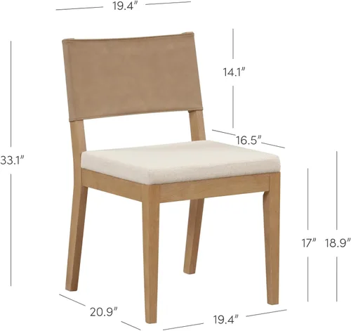 Miniatura 2 de Nathan James Linus - Silla de comedor tapizada moderna con patas de goma maciza en un acabado marrón cepillado con alambre, marrón claro Marrón