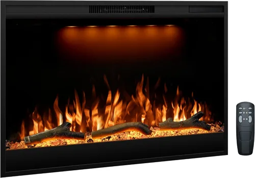 Miniatura 19 de Chimenea eléctrica de 33 pulgadas, chimenea de pared eléctrica con control remoto, registro realista y sonido crujiente, protección contra