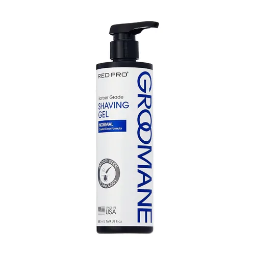 RED Pro GROOMANE Gel de afeitado de grado barbero para hombres, gel de afeitar transparente de aloe vera no espumante, deslizamiento suave de la