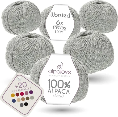 Miniatura 12 de Set de Lana Abultada (6 x 50 g) Súper Suave de Alpaca Bebé para Tejer Antracita 300 Metros