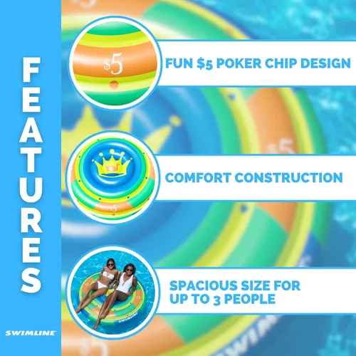 Miniatura 3 de Swimline Balsa inflable con diseño de bandera de la paz americana de isla para piscina