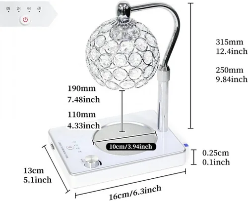 Miniatura 2 de Lámpara de fragancia de estilo elegante, calentador de velas de arriba hacia abajo ajustable con temporizador, calentador eléctrico de cera