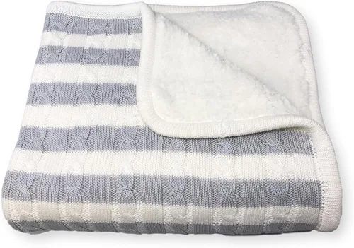 Miniatura 6 de Magnolia Cable Knit and Sherpa Baby Blanket (Beach Glass)