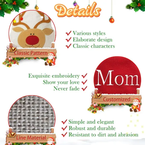 Miniatura 4 de Juego de 3, medias de Navidad personalizadas de 18 pulgadas con tecnología de bordado, diseños de Papá Noel, muñeco de nieve y renos para decoración
