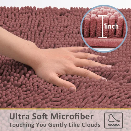 Miniatura 4 de Juego de alfombras de baño de 3 piezas, tapetes de baño para baño antideslizantes, alfombras de baño de felpilla gruesa, suaves y absorbentes, juego