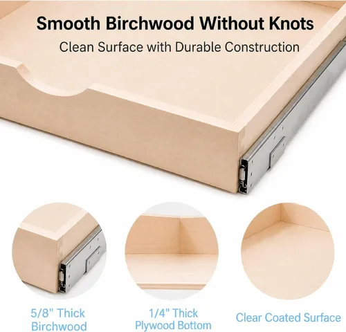 Miniatura 6 de Couver Cajones extraíbles para armarios, estantes de madera deslizables de cierre suave organizador de almacenamiento para cocina, acabado