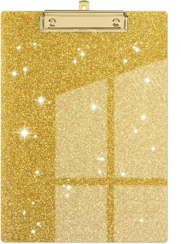 Miniatura 13 de Piasoenc Portapapeles de Acrílico, Tablero con Clip de Purpurina Elegante con Clip Dorado de Perfil Bajo, Diseñado para Uso en Aula, Escuela y Rosa