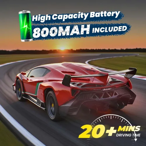 Miniatura 7 de QUN XING Auto a Control Remoto 1:24 con Licencia Oficial Lambo Veneno RC Carro de Drift con Luces LED 2.4GHz 4WD 15KM/H Control de Velocidad Rápida