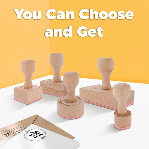 Miniatura 8 de Sello de goma personalizado, sello de logotipo personalizado con material de madera duradero, crea tu propio sello con logotipo y nombre, sello