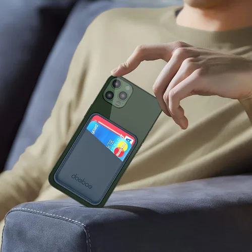 Miniatura 2 de doeboe Tarjetero de cuero para la parte posterior del teléfono, funda de cartera fuertemente adhesiva, para todos los teléfonos inteligentes