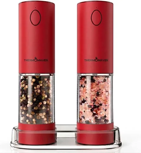 Miniatura 14 de ThermoMaven Juego de molinillo eléctrico de sal y pimienta, 3.7 fl oz más grande, recargable, automático, molinillo de sal y pimienta con 6 grosores