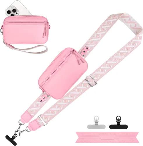 Miniatura 18 de YFWE Correa de clip and go para teléfono con cartera cruzada, cordón ajustable para teléfono con cartera RFID desmontable, correa universal