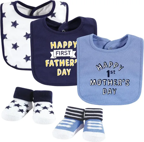 Miniatura 134 de Hudson Baby Conjunto de babero y calcetines unisex de algodón para bebé