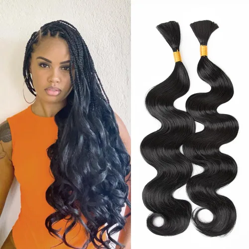 Miniatura 27 de Cabello bohemio para trenzar de 18 pulgadas, 2 paquetes de cabello ondulado profundo a granel para trenzas bohemias, sin trama, extensiones