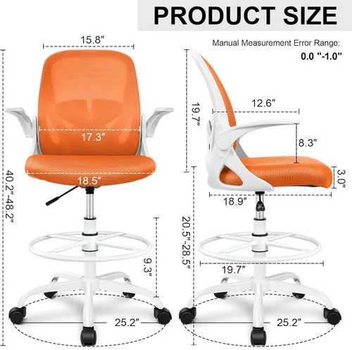 Miniatura 2 de Primy Silla de Dibujo Silla de Oficina Alta con Reposabrazos Abatibles Silla Ejecutiva Ergonómica de Computadora para Escritorio de Pie con Soporte