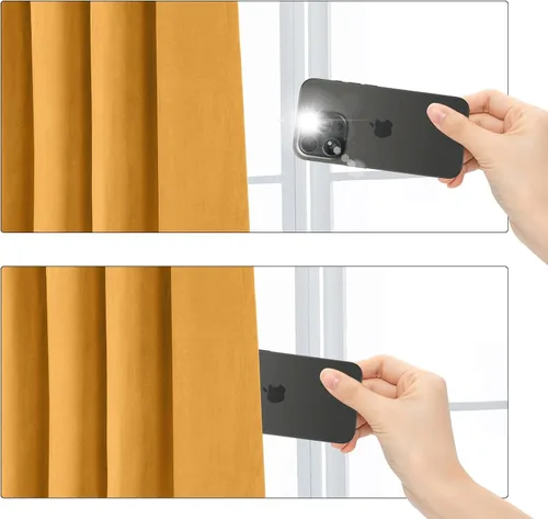 Miniatura 7 de Cortinas 100% opacas de terciopelo con forro de 63 pulgadas de largo, 2 paneles para sala de estar, aislamiento térmico, ahorro de energía