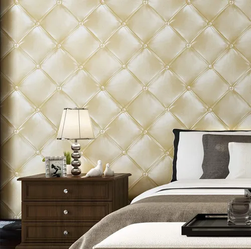 Miniatura 2 de QIHANG - Papel pintado de imitación de piel suave con diseño de diamante para dormitorio, TV, hotel, fondo de pantalla, 1.73 pulgadas de ancho x
