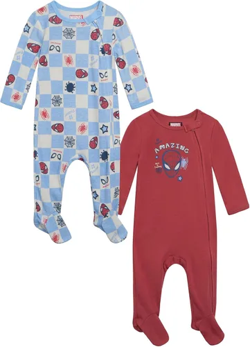 Marvel Avengers Spider-Man Baby - Paquete de 2 unidades con cremallera para dormir N' Plays recién nacido a bebé (recién nacido - 24 meses)