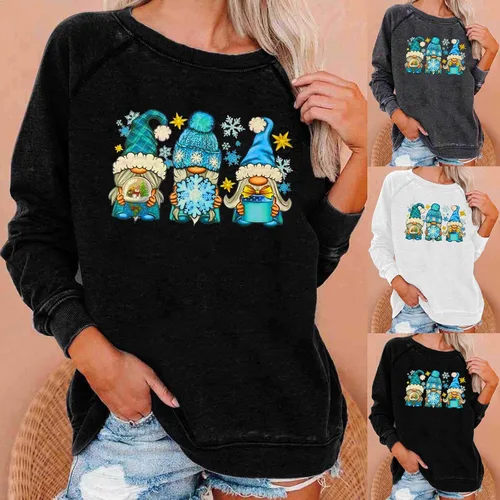 Miniatura 4 de Ugly Christmas Sweatshirt for Women Funny Xmas Printed Blouse Long Sleeve Crewneck Shirt Casual Holiday Tops