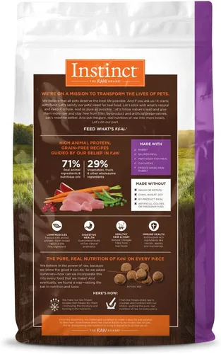 Miniatura 2 de Instinct Alimento Seco Original para Perros, Croquetas con Recubrimiento Crudo, Alto en Proteína, Receta Sin Granos - Conejo Real, Bolsa de 20 lb