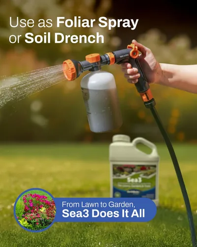 Miniatura 3 de EarthWorks for Home Sea3 - Acondicionador de suelo Fertilizante líquido orgánico con ácidos húmicos, algas y melaza para céspedes más saludables