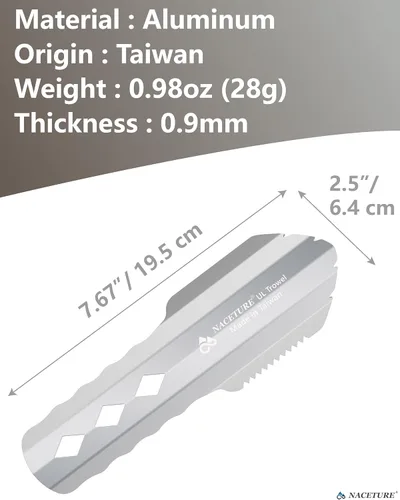 Miniatura 3 de NACETURE Paleta ultraligera de aluminio para mochileros, multiherramienta pequeña con mango más largo, esencial para senderismo, camping y bolsas