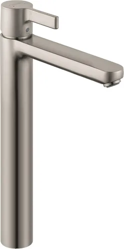 hansgrohe Metris S 31020821 - Grifo moderno para lavabo de baño de bajo flujo con 1 manija y 13 pulgadas de alto en níquel cepillado, 31020821
