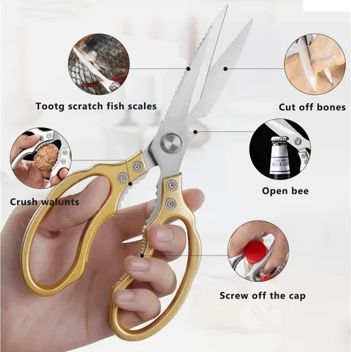 Miniatura 3 de AWinjoy Tijeras de cocina, resistentes y afiladas aptas para lavavajillas, accesorios de cocina para cortar carne, pollo, pescado, aves de corral