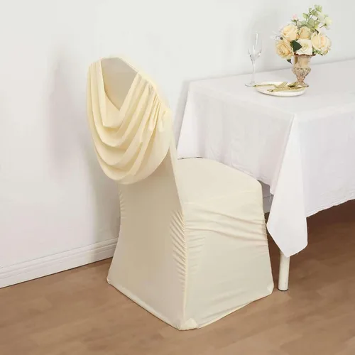 Miniatura 31 de Efavormart 1 juego de fundas para sillas de banquete con volantes y falda plisada de spandex blanco, fundas elásticas lavables con bolsillos
