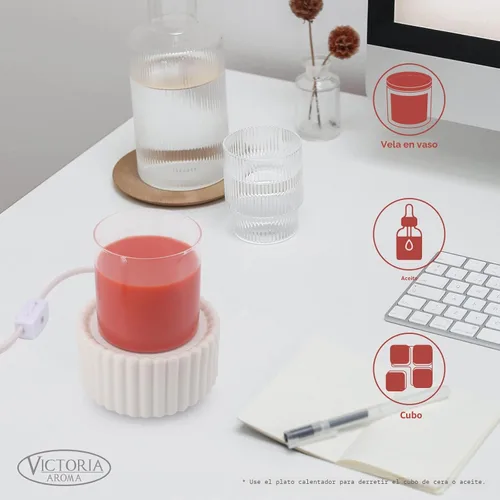 Miniatura 4 de VICTORIA AROMA Calentador de cera de cerámica 3 en 1, calentador de cera de velas para derretir cera perfumada, quemador eléctrico de cera