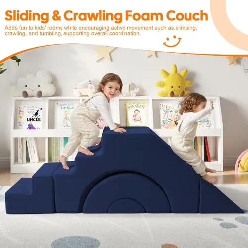 Miniatura 6 de MeMoreCool - Sofá modular para niños, sofá de espuma con diseño de tobogán y escalera, sofá convertible para niños para sala de juegos, mueble
