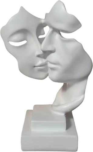 Miniatura 8 de Escultura de beso para parejas, adornos de estatua de resina de pensador negro, figura de arte abstracto de silencio es dorado, esculturas