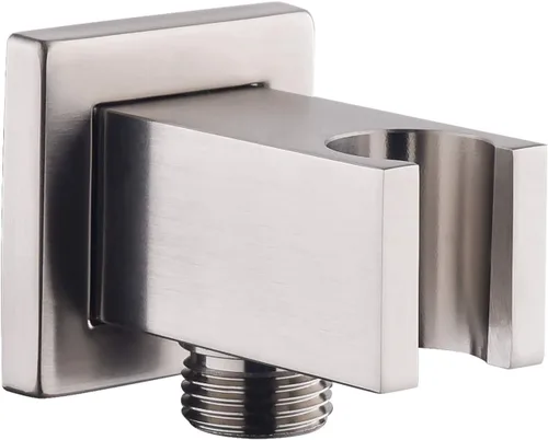 Codo de suministro de pared con soporte de ducha de mano, conector de manguera de ducha cuadrado de latón G1/2, salida de agua de montaje en pared