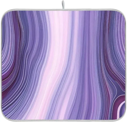 Miniatura 8 de Hermosa alfombra de secado de platos con textura de mármol morado para encimera de cocina, 18 x 24 pulgadas, almohadilla de secado de microfibra