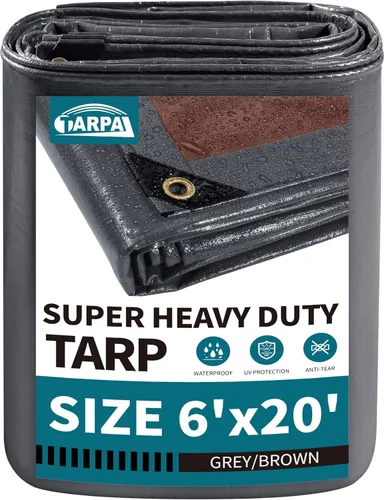 Miniatura 22 de TARPAL Lona súper resistente de 6 x 8 pies, cubierta de lona impermeable de 20 mil, protección UV, lona a prueba de rasgaduras y desgarros