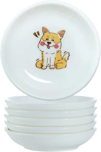Miniatura 2 de Divertidos platos de cerámica con diseño de perros lindos de caricaturas, platos de condimentos, cuencos de salsa de soja para sushi, platos