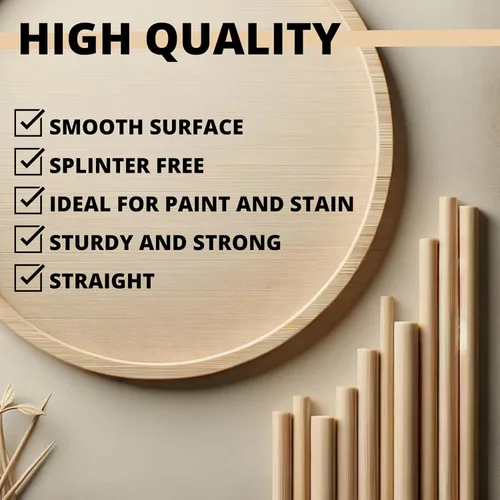 Miniatura 4 de 10 varillas de madera de abedul – Varillas de madera de 24 x 1/2 pulgadas de largo para manualidades de madera sin terminar, suministros