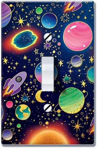 Miniatura 5 de WIRESTER Placa de interruptor de luz de palanca de una sola banda/cubierta de placa de pared - Sol celestial Luna y estrellas