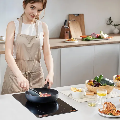Miniatura 8 de VEVOR Electric Cooktop, 12 inch 2 Burners Built-in Electric Stove Top, 3000W Ceramic Top Radiant Cooktop, with 11 Heat Levels, Glass Panel, Knob