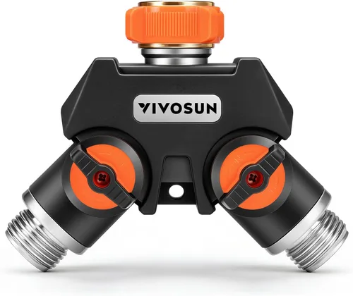 Miniatura 8 de VIVOSUN Divisor de manguera de jardín de 2 vías resistente, conector de manguera de agua de doble vía mejorado altamente duradero, adaptador